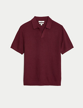 Textured Knitted Polo Shirt Image 2 of 5