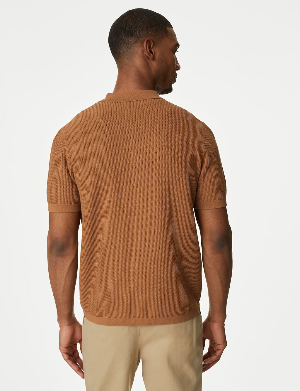 Textured Knitted Polo Shirt with Linen 5 of 5