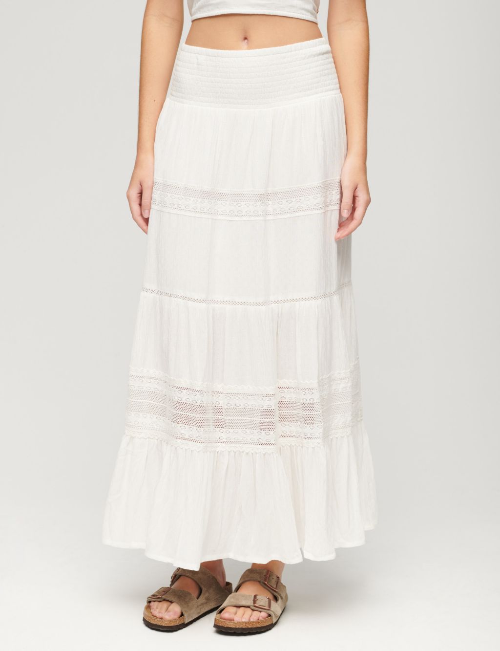 Textured Lace Detail Maxi Tiered Skirt 1 of 5