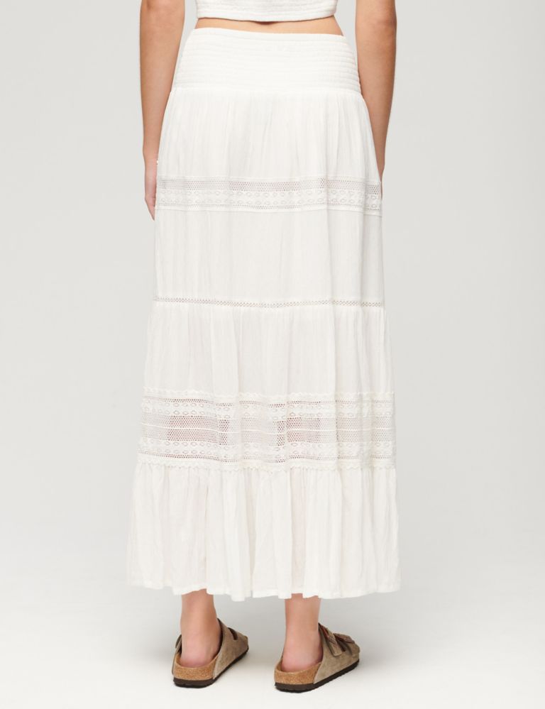 Textured Lace Detail Maxi Tiered Skirt 3 of 5