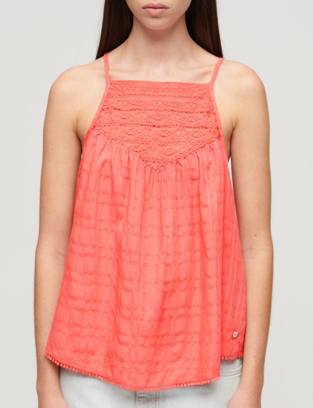Textured Lace Detail Relaxed Cami Top 2 of 6