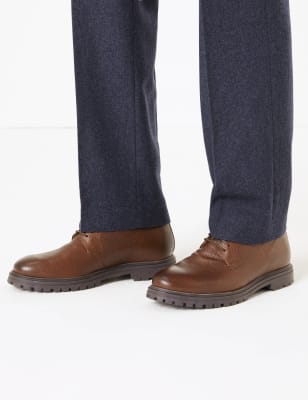 Textured Leather Derby Shoes M S Collection M S