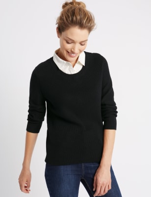 Textured Mock Shirt Jumper | Per Una | M&S