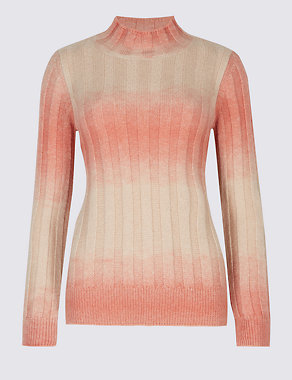 Textured Ombre Turtle Neck Jumper Image 2 of 4