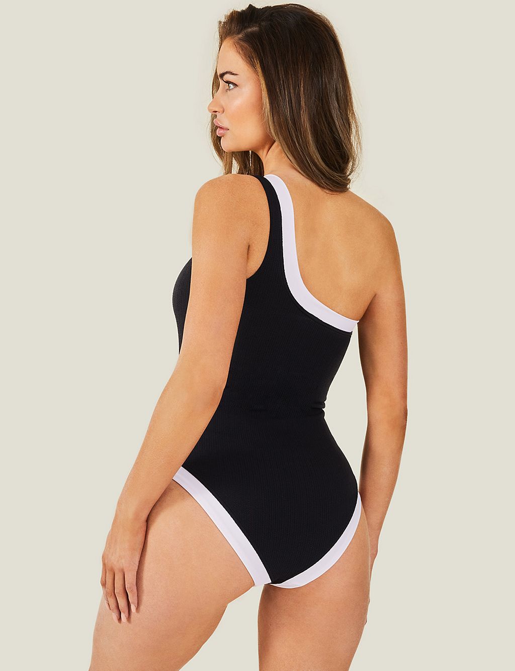Textured One Shoulder Swimsuit 2 of 4