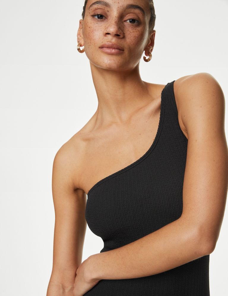 Textured One Shoulder Swimsuit 4 of 5