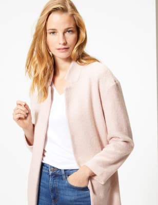 Lightweight textured open top front coat