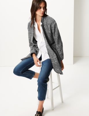 Lightweight textured shop open front coat