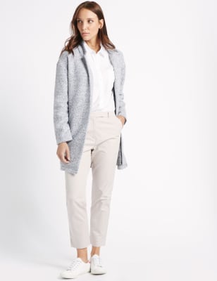 Lightweight textured outlet open front coat