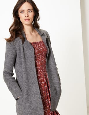 M&s textured sale open front coat