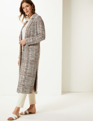 Checked hot sale duster coat