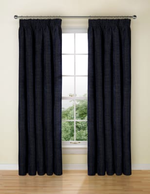 Textured Pencil Pleat Jacquard Curtains M&S