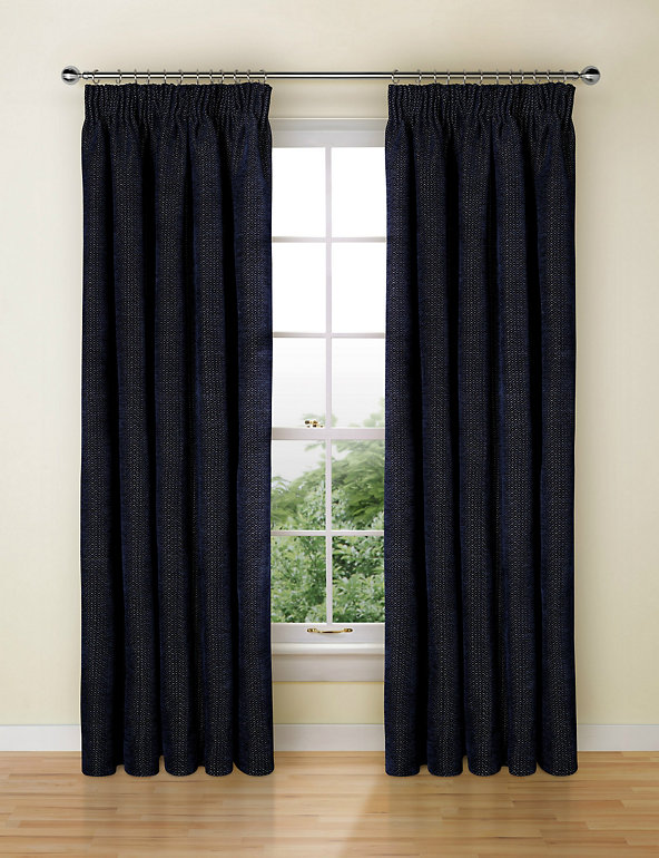 Textured Pencil Pleat Jacquard Curtains Image 1 of 2