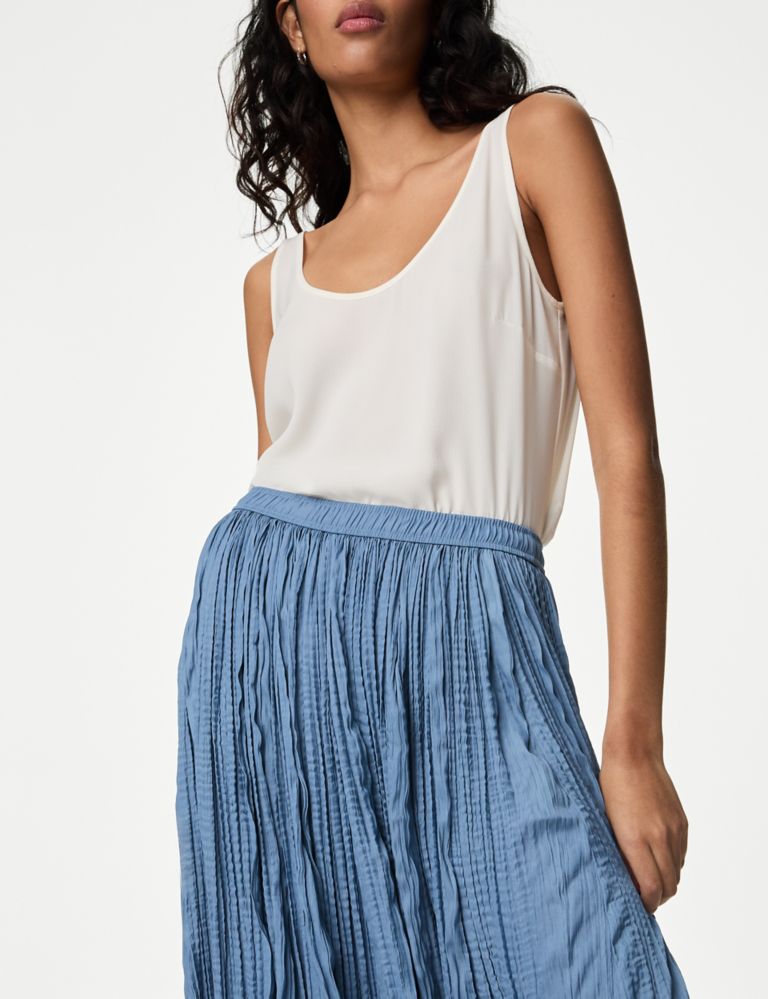 Textured Pleated Maxi Slip Skirt 3 of 5