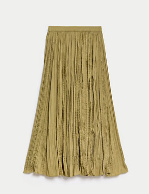 Textured Pleated Midi Skirt Image 2 of 6