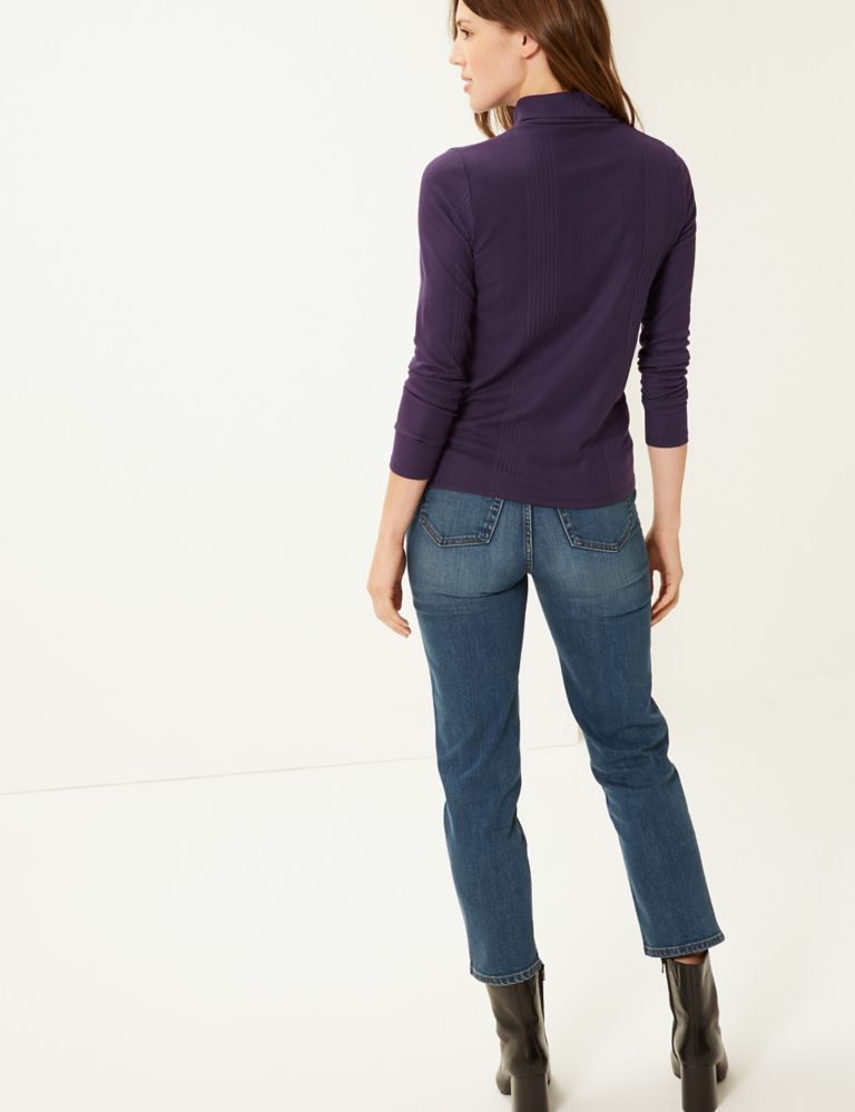 Textured Polo Neck Long Sleeve Top 3 of 4