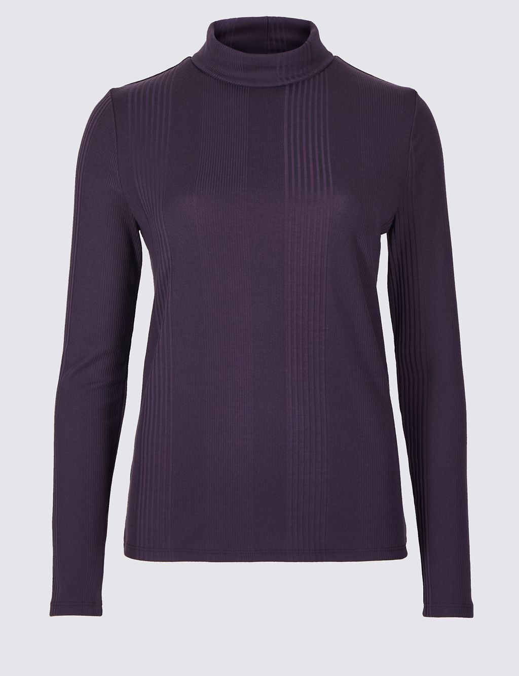 Textured Polo Neck Long Sleeve Top 1 of 4