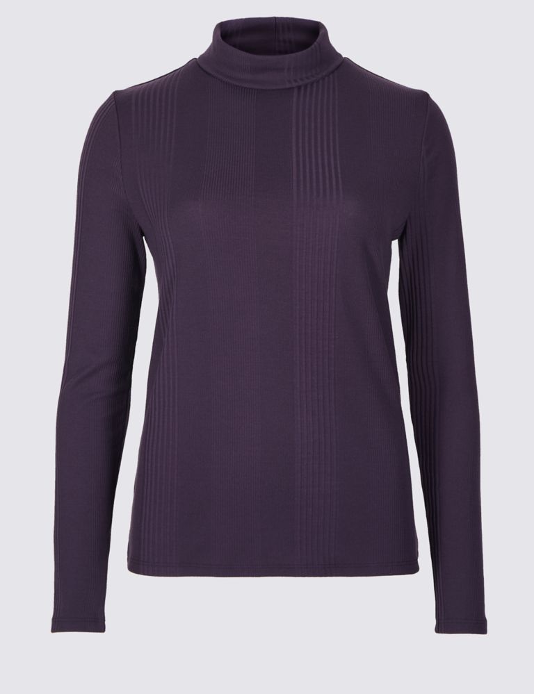Textured Polo Neck Long Sleeve Top 2 of 4