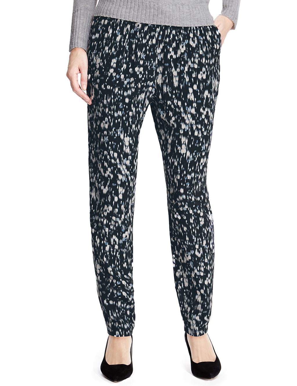 Textured Print Tapered Leg Trousers 2 of 4