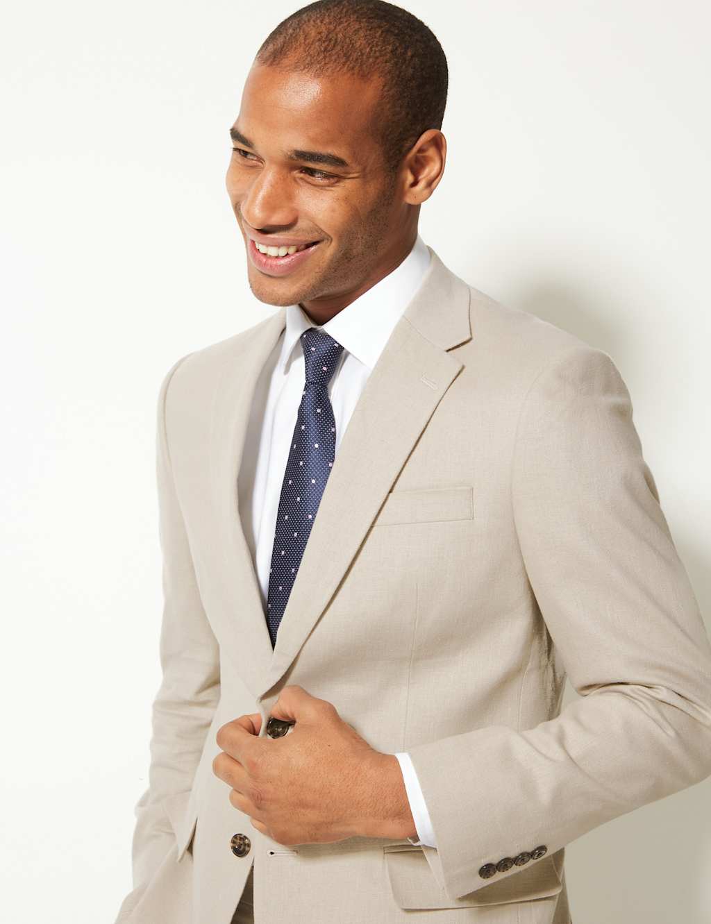 Textured Regular Fit Linen Suit Jacket M&S Collection M&S