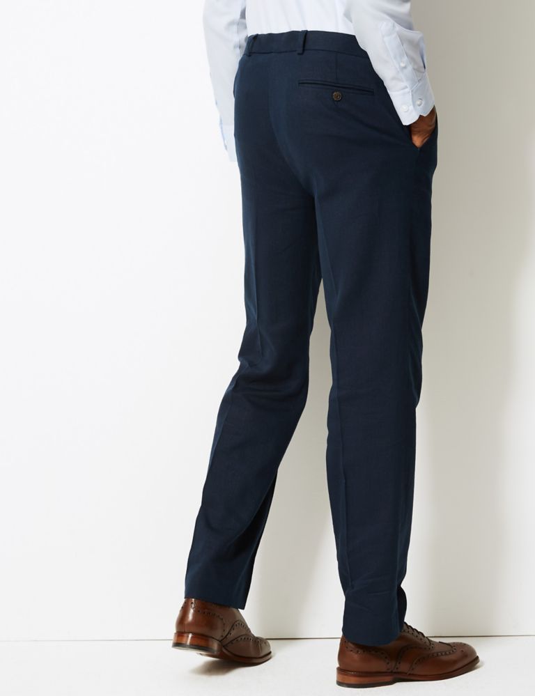 Textured Regular Fit Linen Trousers 4 of 4