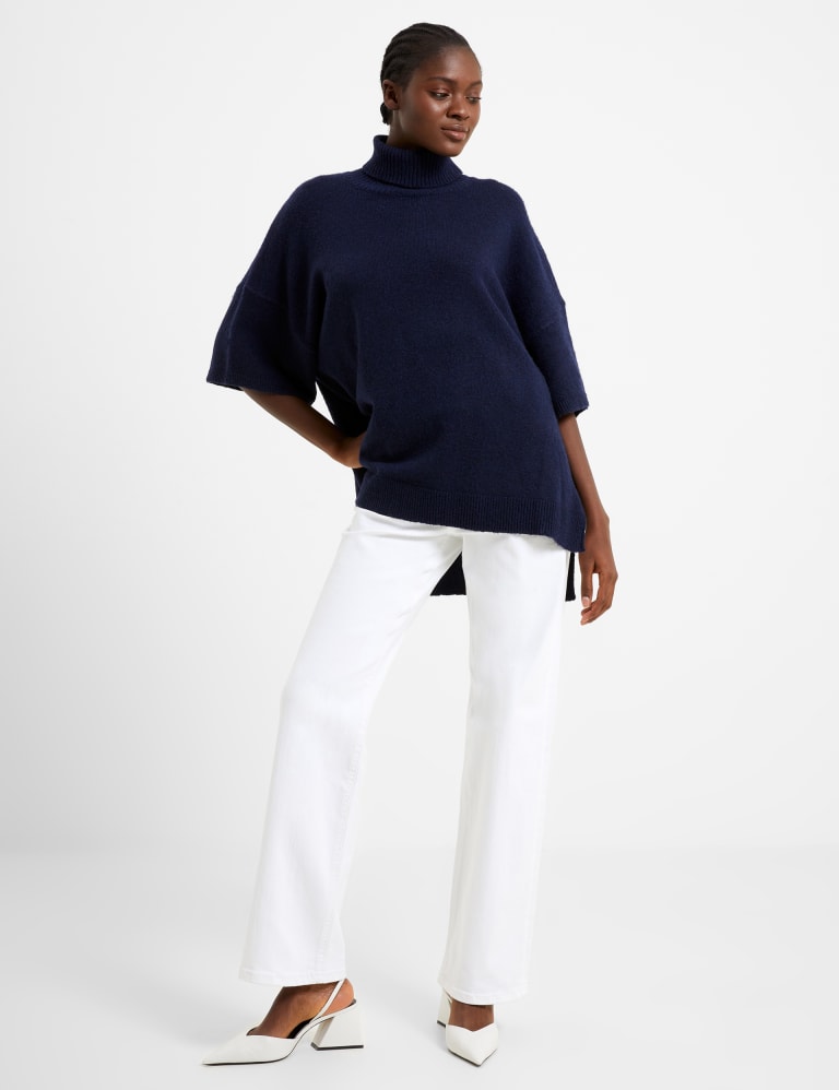 Womens navy polo neck jumper deals