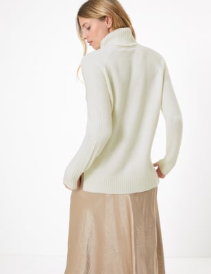 Textured Roll Neck Relaxed Jumper, M&S Collection