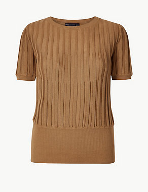 Textured Round Neck Knitted Top Image 2 of 4