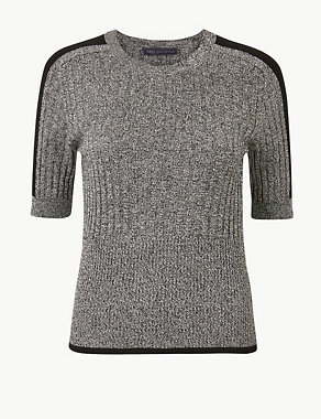 Textured Round Neck Knitted Top Image 2 of 4
