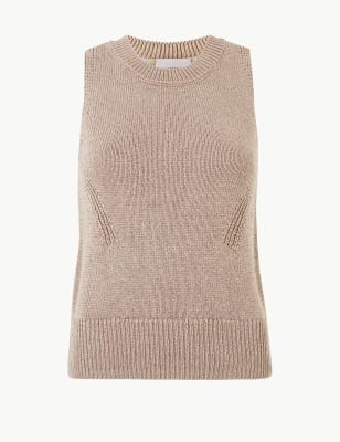 round neck sleeveless jumper