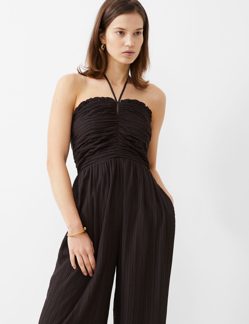 Textured Ruched Waisted Wide Leg Jumpsuit 4 of 4