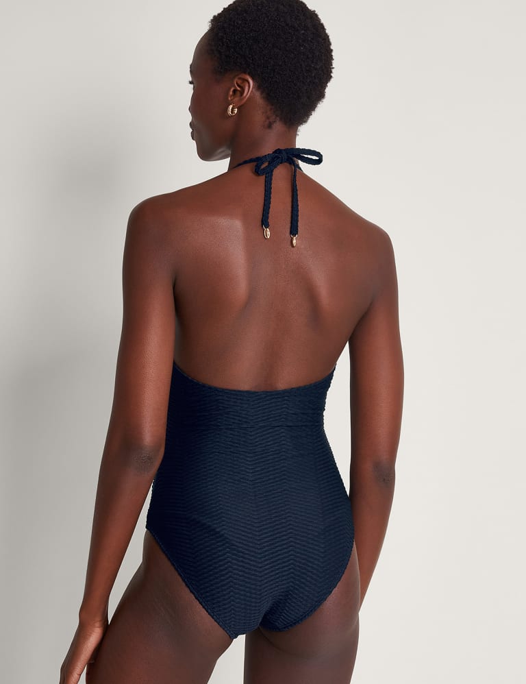 Textured Scallop Halterneck Swimsuit 4 of 5