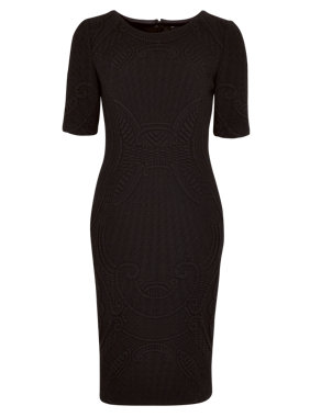 Textured Sculpt Dress with Wool Image 2 of 6