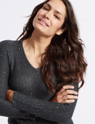 Ladies black sparkly on sale jumpers