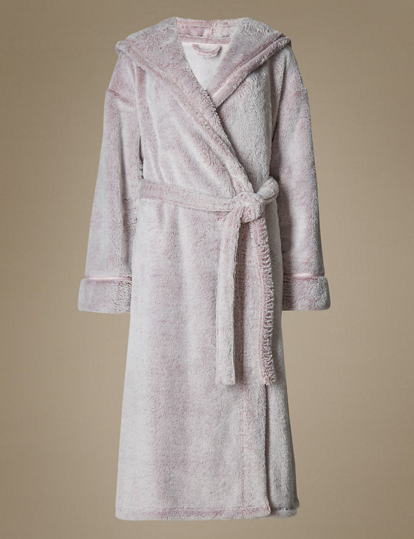 MARKS AND SPENCER Baby Pink Shimmersoft Ladies Velour M&S Dressing Gown RRP £28 