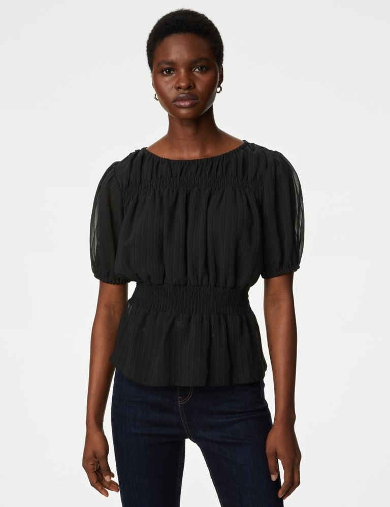 Textured Shirred Top, M&S Collection