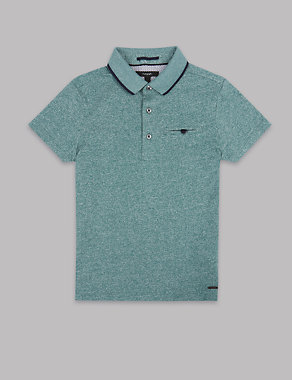 Textured Short Sleeve Polo Shirt (3-14 Years) Image 2 of 3