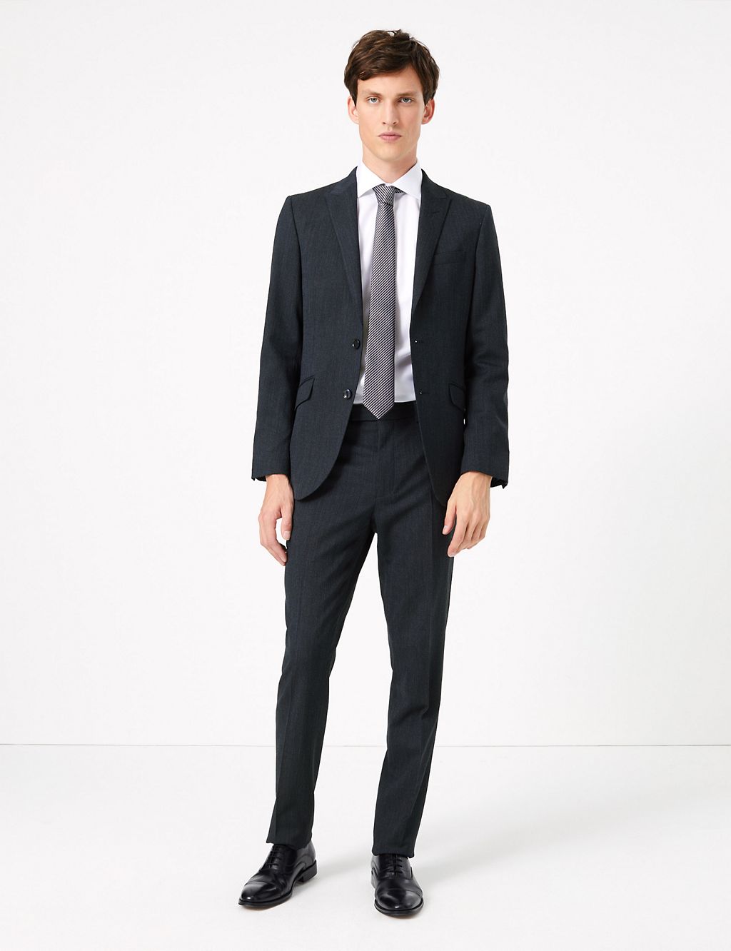 Textured Slim Fit Wool Blend Trousers 2 of 7