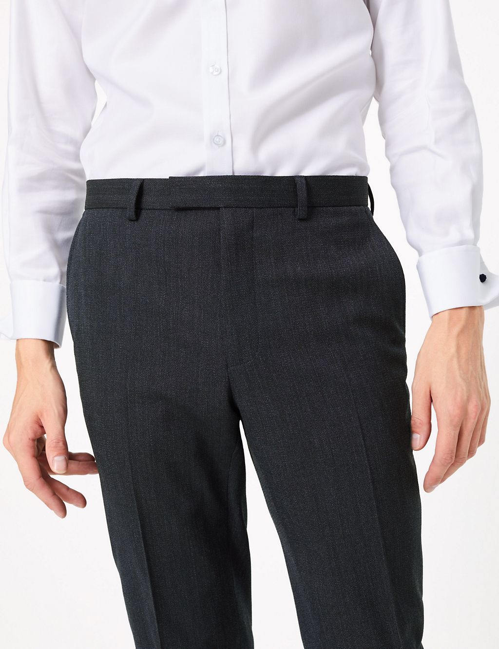 Textured Slim Fit Wool Blend Trousers 6 of 7