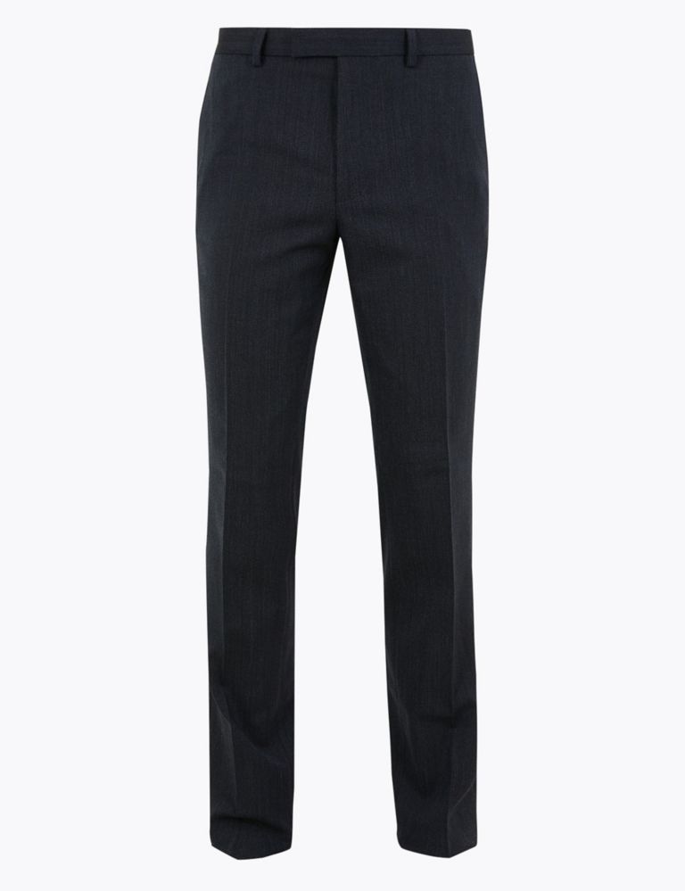 Textured Slim Fit Wool Blend Trousers 3 of 7