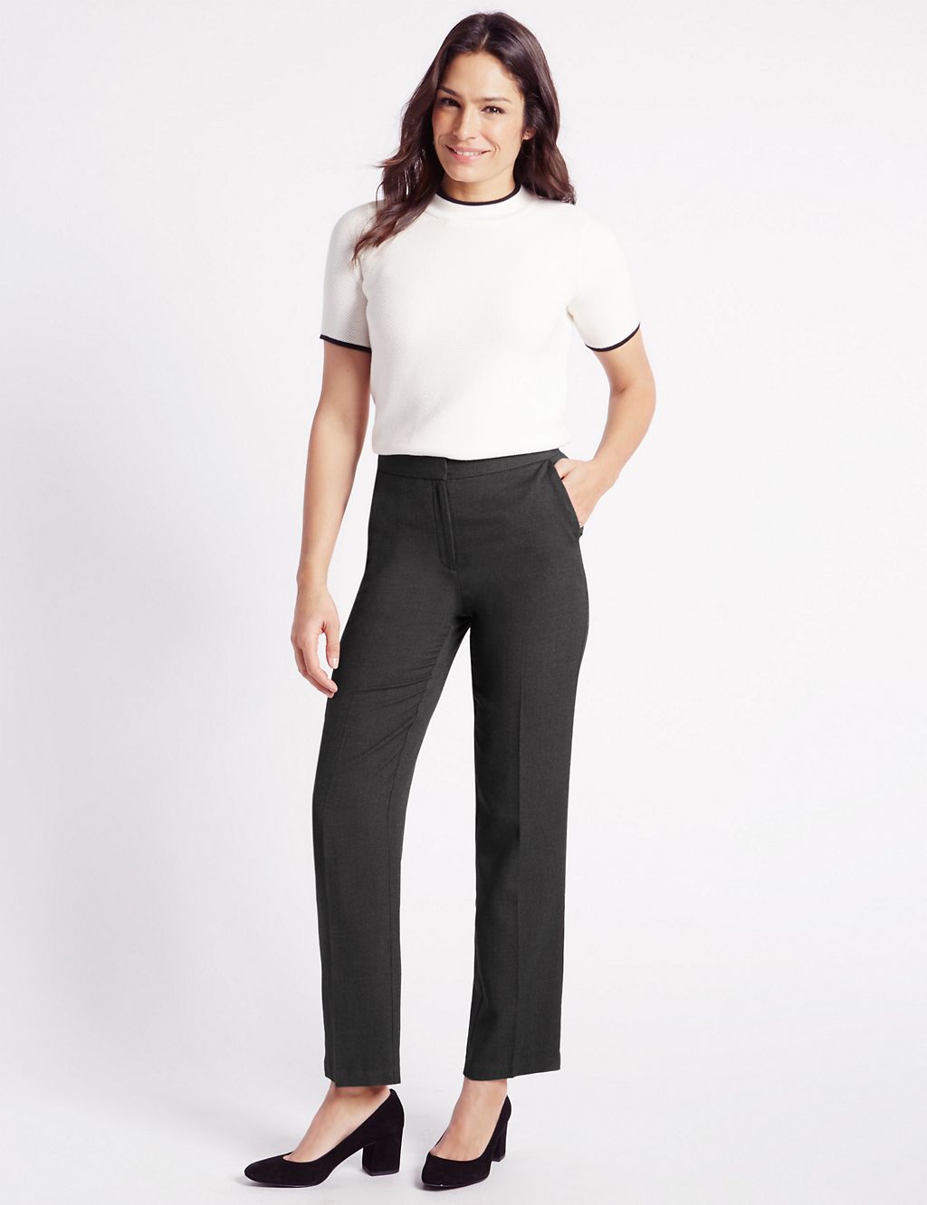 Textured Straight Leg Trousers 3 of 6