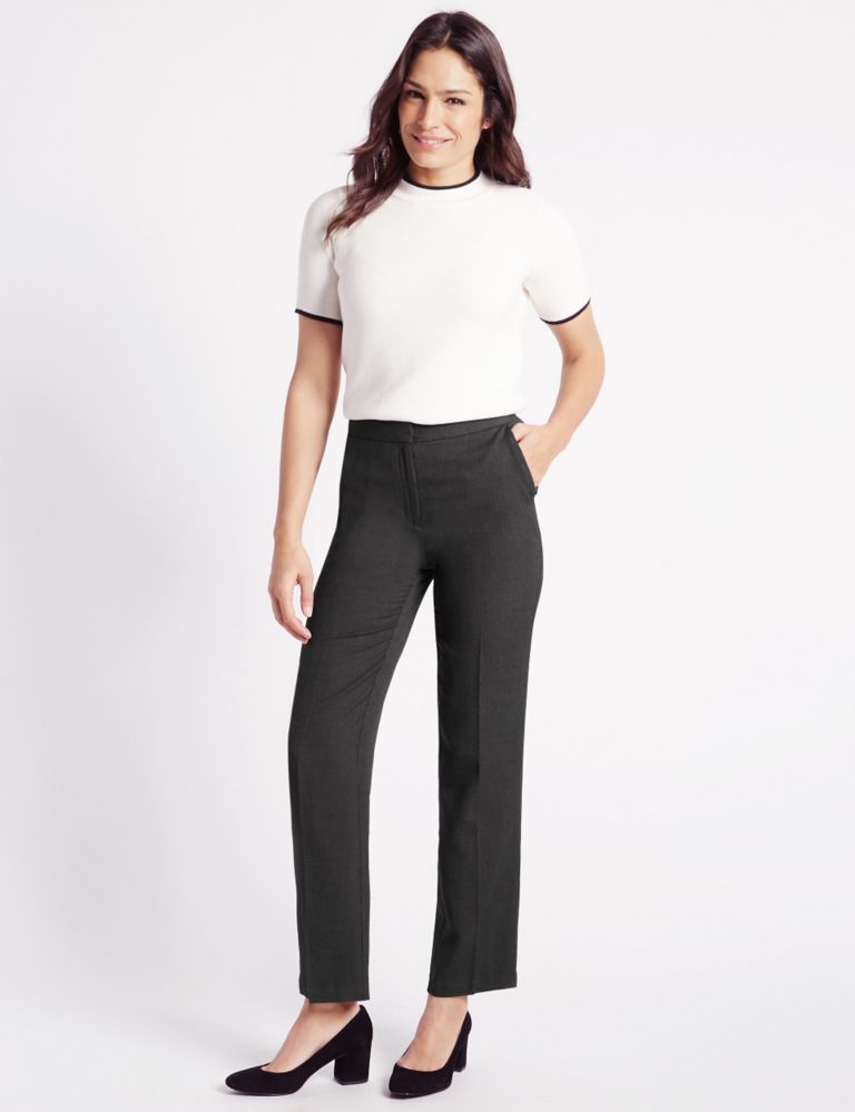 Textured Straight Leg Trousers 1 of 6