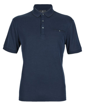 Textured Tailored Fit Polo Shirt with Modal Image 2 of 3