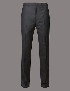 Textured Tailored Fit Wool Trousers Image 2 of 5