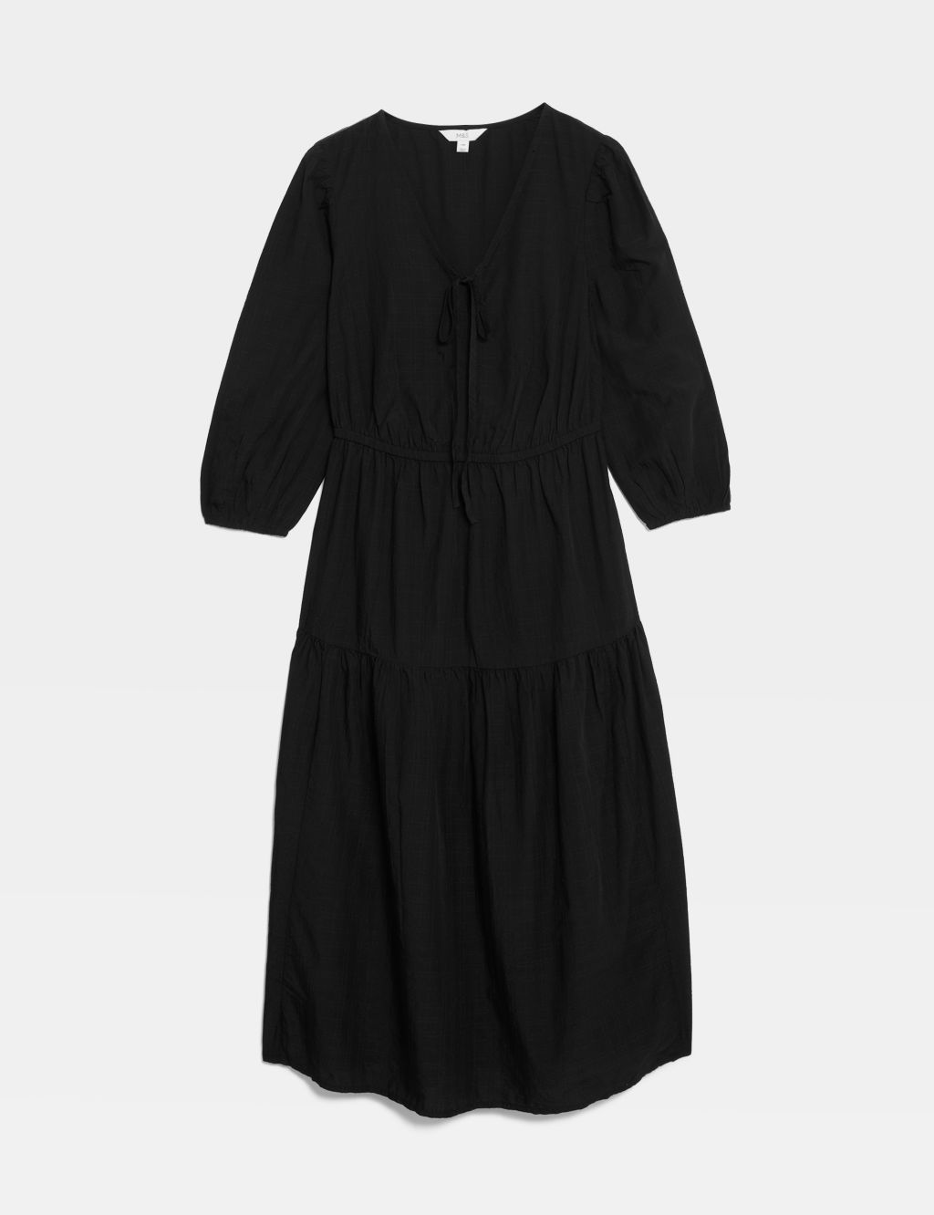 Textured Tie Neck Tiered Midi Dress | M&S Collection | M&S