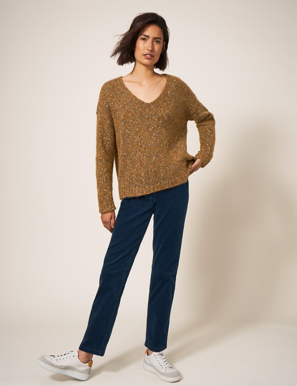 Textured V Neck Jumper White Stuff M S
