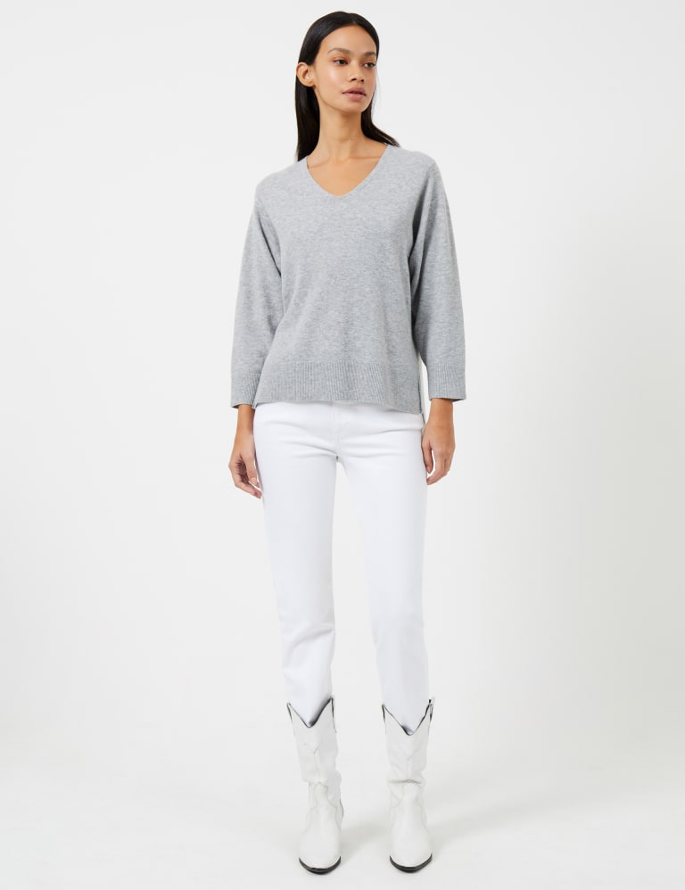 Textured V Neck Relaxed Jumper with Wool French Connection M S