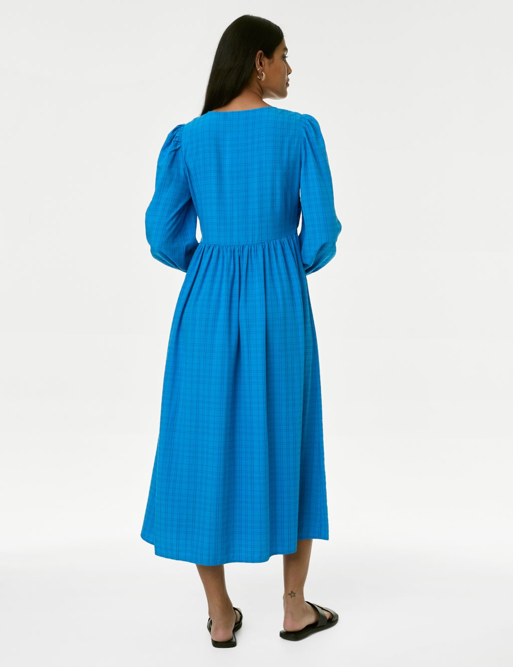 Textured V-Neck Ruched Midi Column Dress | M&S Collection | M&S