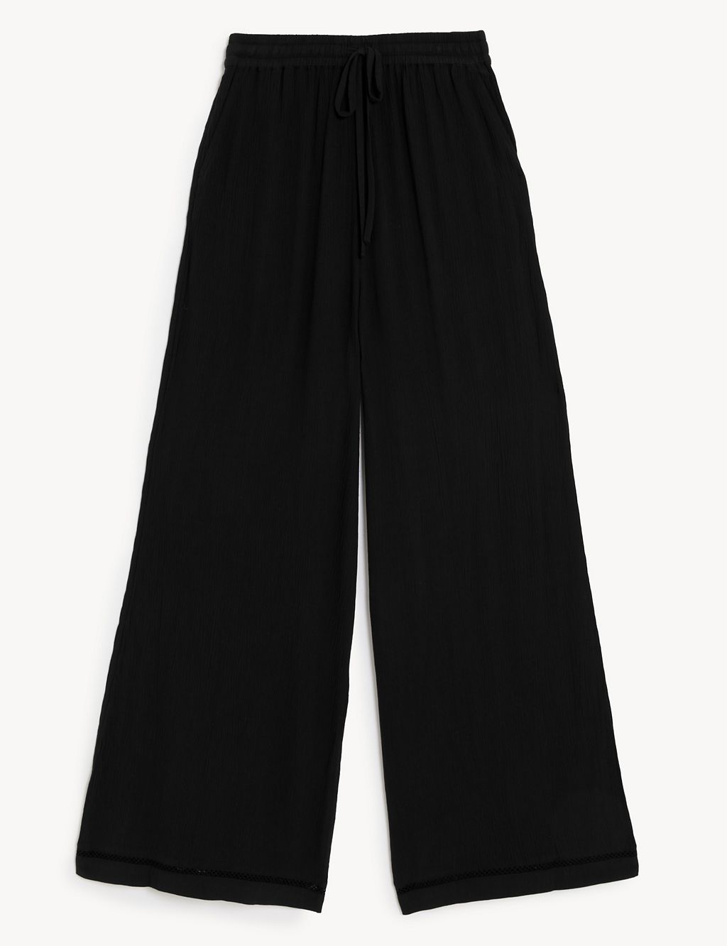 Textured Wide Leg Ankle Grazer Trousers | M&S Collection | M&S