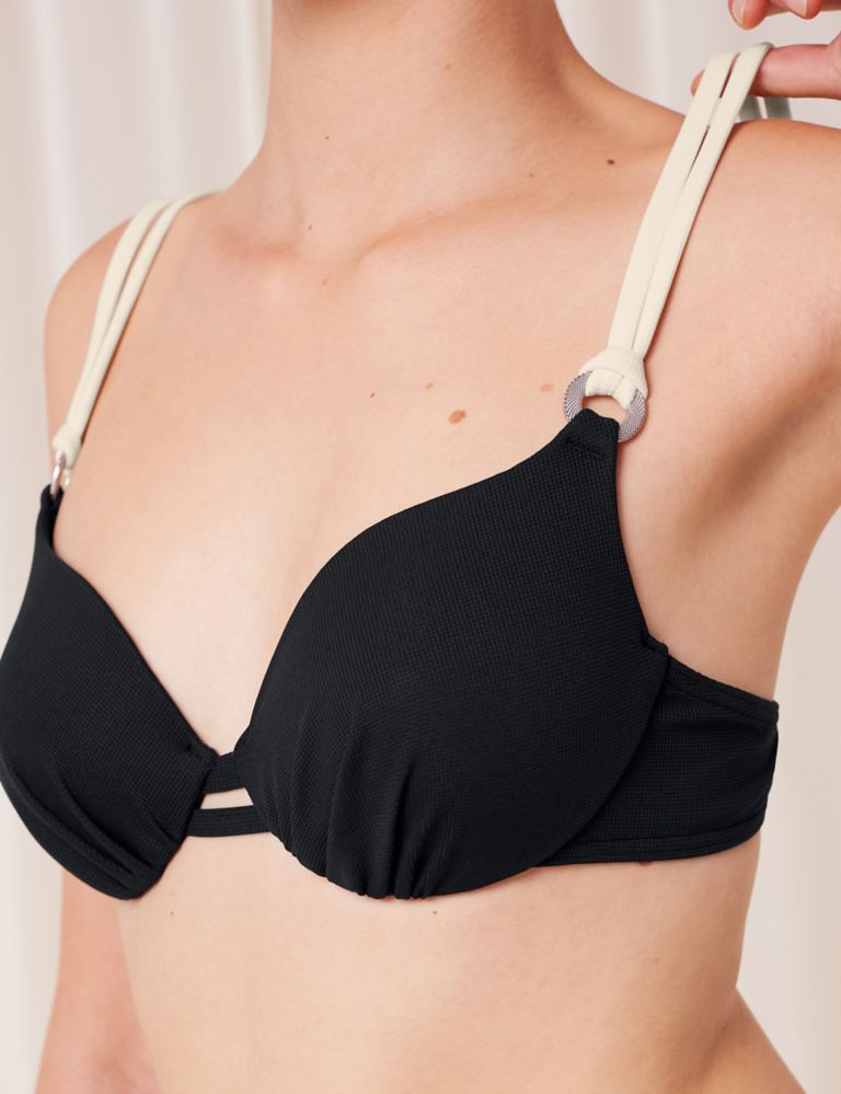 Textured Wired Padded Plunge Bikini Top 5 of 5